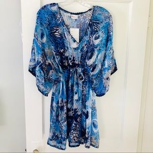 Women’s Blue Animal Print Swim Cover-Up